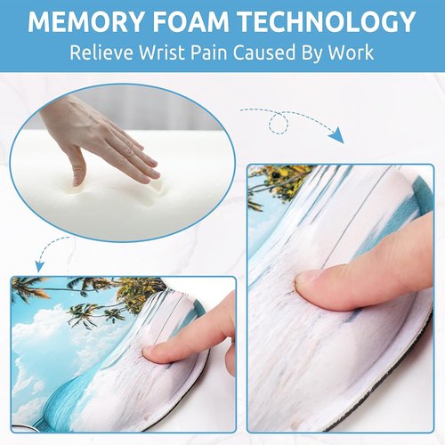 KONVINIT Ergonomic Mouse Pad - Comfortable Wrist Rest & Non-Slip Base | Small Beach Design for Office