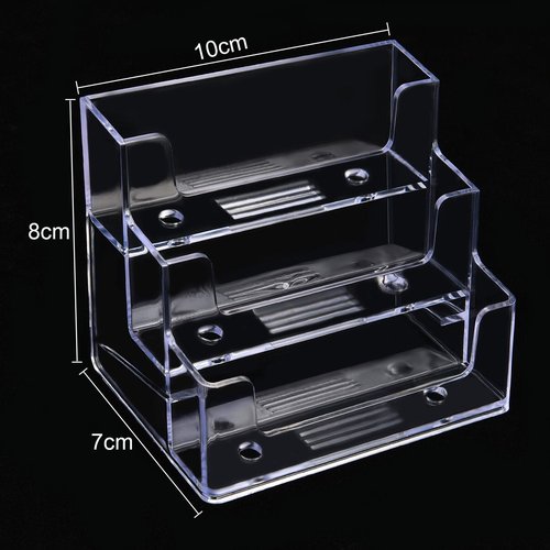 TecUnite 2 Pieces Business Card Holder for Desk 3 Tiers Clear Acrylic Stand for Business Card Organizer Storage Holder Display for Office and Company, 180 Cards Capacity