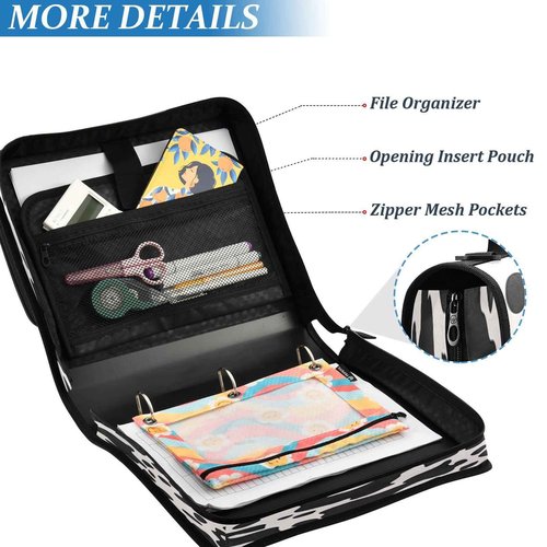 YEGAME Cow Print Waterproof Zipper Binder with Shoulder Strap, 3-Ring Trapper Keeper with Lay-Flat Design and Multiple Compartments for School & Office, Adults & Kids