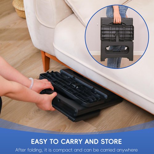 HHuanwfer 2-Step Folding Stool for Adults, Non-Slip Foldable Stool for Home, Office, Garage, Library, Closet, Bathroom, Porch