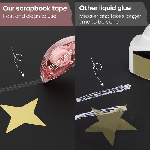 Secopad 12 Pack Scrapbook Tape, Double Sided Tape for Crafts, Adhesive Tape Glue Runner for Scrapbooking Journaling Supplies, Tape Roller for Kids and Adults School Office Supplies, 0.3IN x 26FT