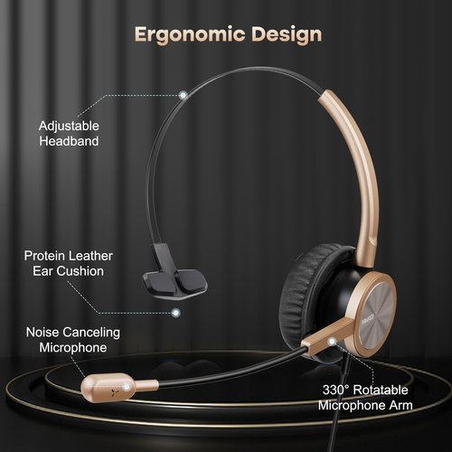 MAIRDI Telephone Headset with RJ9 & 3.5mm Jack for Office Landline Deskphone Cell Phone PC Laptop, Call Center Phone Headset with Microphone, Works for Cisco 7941 7965 6941 7861 8961