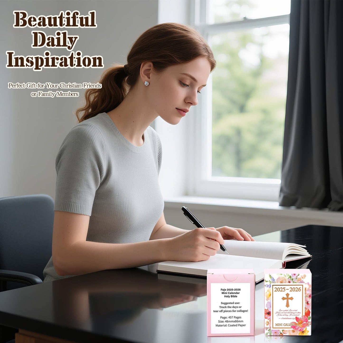 457 Sheets Daily Tear-Off Mini Desk Calendar Octomber 2025 - December 2026, A Bible Verse A Day Pocket Calendar for Planners Scrapbooking Journaling Notesbook, Perfect Christian Gifts for Women Kids