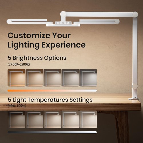 Ultra Bright Architect Desk Lamp with Clamp,Transformable LED Desk Lamp for Home Office,Tall Overhead Led Desk Light[41" Long Dimmable Light Bar],Auto Dimmable Desktop Table Lamp for Drawing Artist