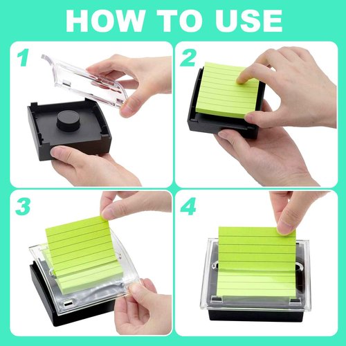 Pop Up Sticky Note Dispenser Sticky Note Holder Pop Up Note Dispenser Transparent Top for 3 x 3 Inch Sticky Notes School Office Home Store Black Base Clear Top (12)
