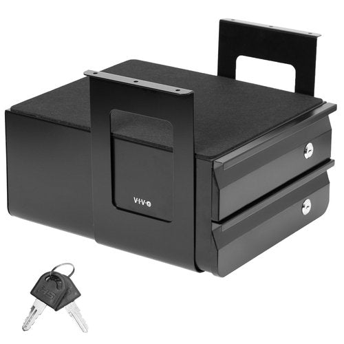 VIVO 13 inch Under Desk Double Stacked Slide Out Drawers with Lock, Secure Home Office Storage Organizer, Black, DESK-AC03L-2B
