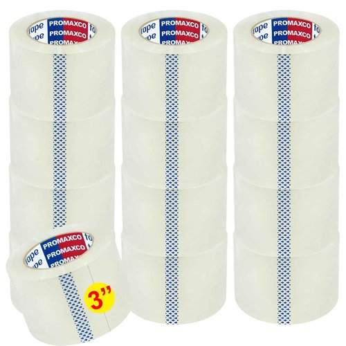 PROMAXCO 3" Heavy Duty Packing Tape, 24 Rolls, Clear, 3" Core, Total 1440Y, Clear, 2.2 mil, 3 inch x 60 Yards, Refill for Packaging and Shipping(3" Width, not 2" Width)