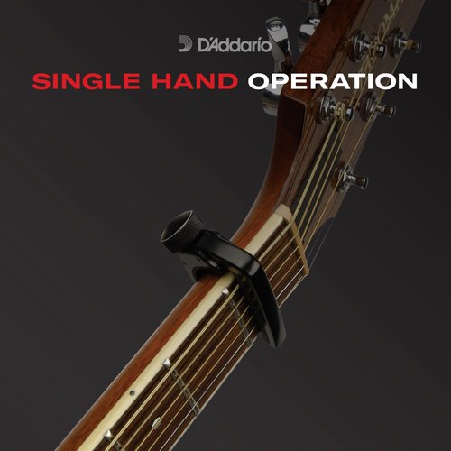 D'Addario Guitar Capo – Pro Plus Capo - Ideal for Acoustic, Electric, Classical, & 12-String Guitars - Black