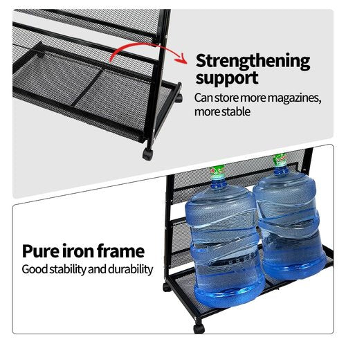Kroey floor magazine rack brochure display stand for offices and public reception area，literature rack with 4 Universal wheels (59"×27"×14")