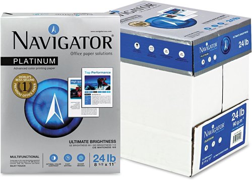 Navigator | NPL11245R Platinum Paper - 99 Brightness, 24lb, 8.5" x 11", 2500 Sheets/Carton