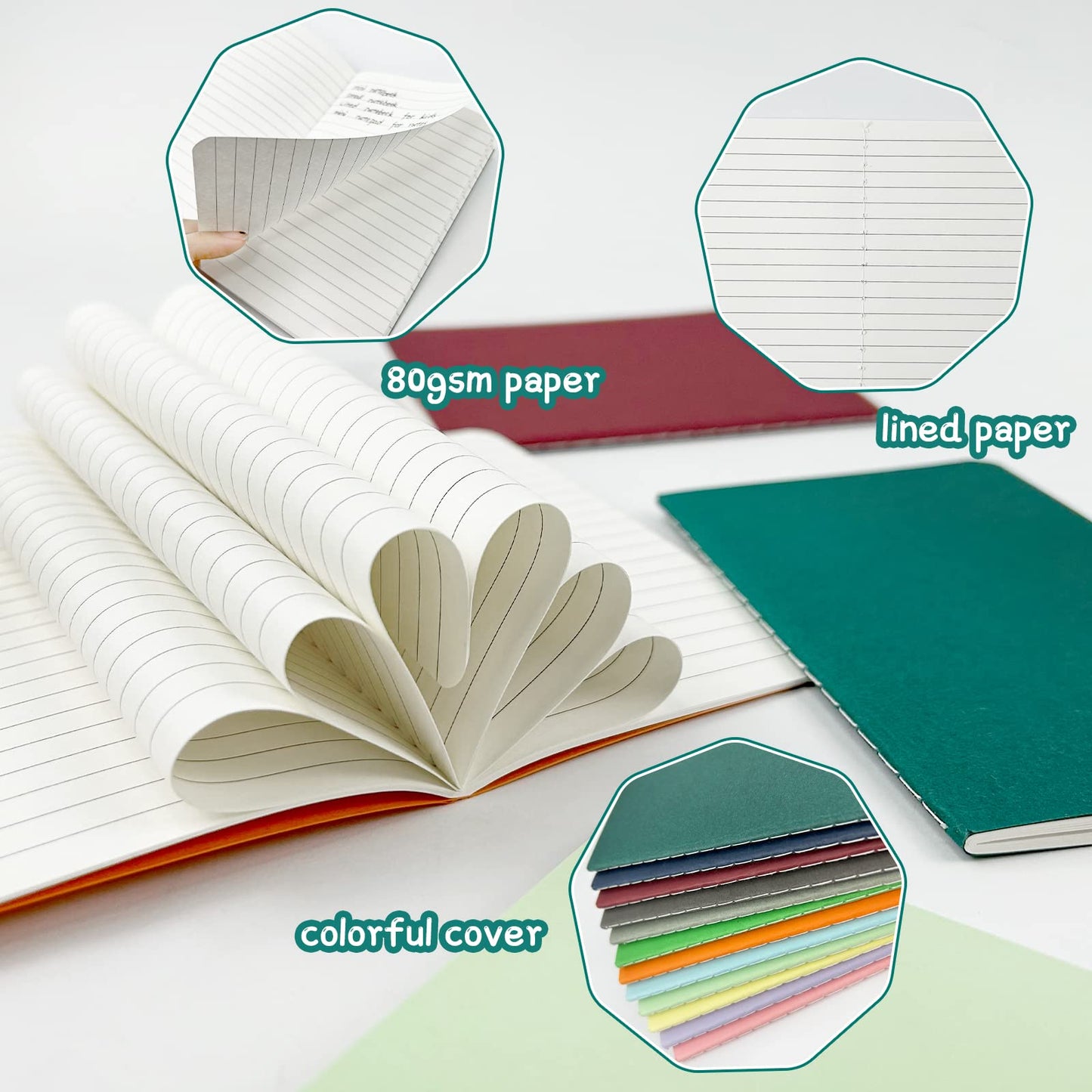Rinrda Small Notebooks 60 Pack Mini Notebooks bulk Pocket Notebooks set,journal bulk 3.5"x5.5" Colorful Cover Lined Notepad,30 Sheets/60 Pages