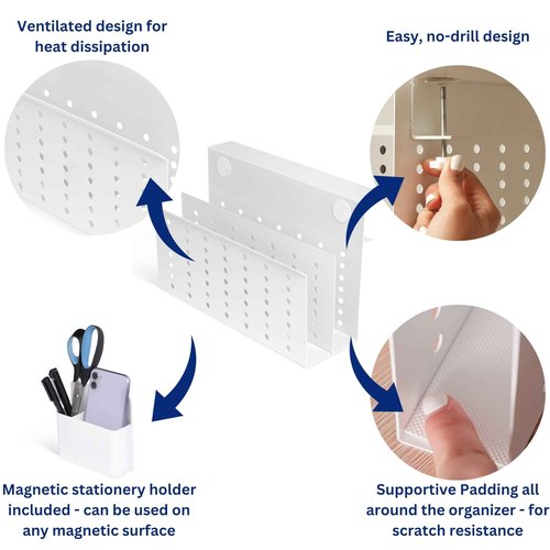 GAROOD Laptop Side Storage Vertical Stand Under Desk top Storage Clamp On Desktop Shelf Hanging Desk Organizer Computer Mount Side Table Organizer Caddy Book Caddy - Two Tier White