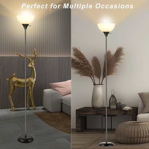 RISLG Floor Lamp - Industrial Metal Design with Drop-Resistant White Lampshade | Perfect for Bedroom & Living Room