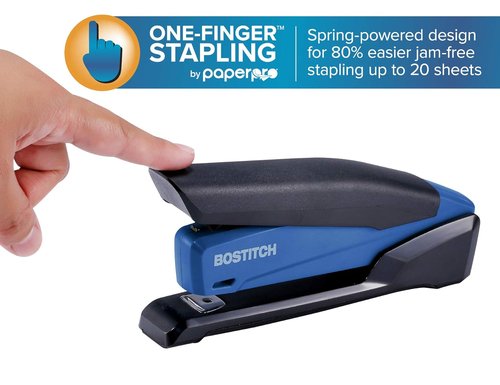 Bostitch Office Executive Stapler - Effortless One-Finger Stapling, 20 Sheet Capacity | Navy Blue