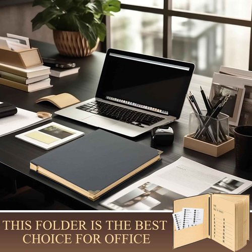Marspark Important Document Organizer with Labels, Expanding File Folder, Family Document Organizer Binder for Important Papers, Letters, Photos, Passports(Black)