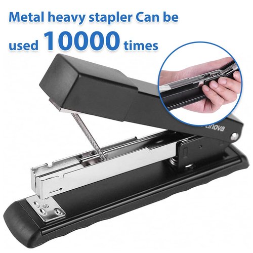 Craftinova Metal Desktop Stapler - 25 Sheet Capacity, Heavy Duty, Black, with 2000 Staples & Remover, Office Use, 6 Pack