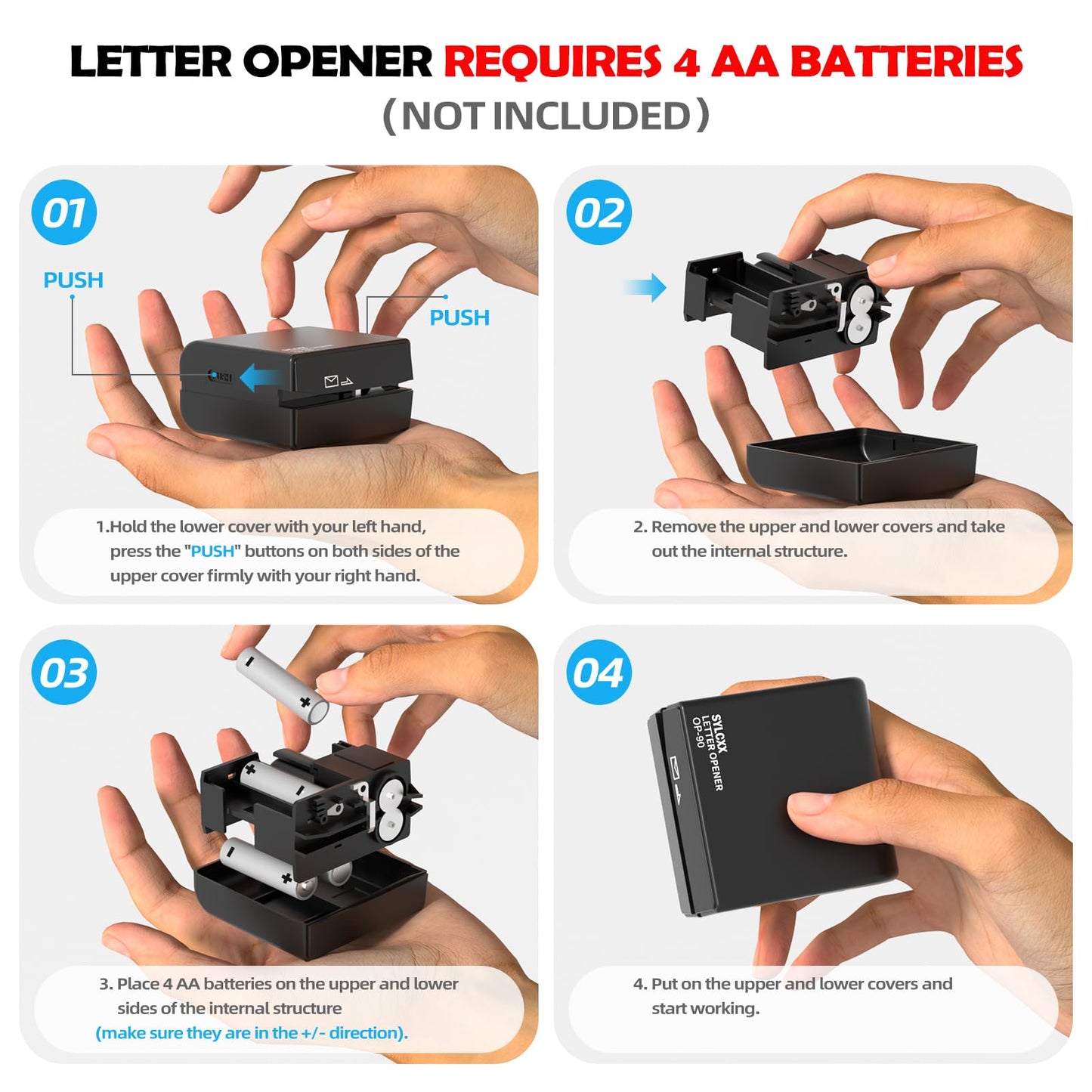 Battery Operated Electric Letter Opener - Letter Openers Envelope Slitter, Envelope Opener, Mail Opener, Universal Envelope Efficient Letter Opener Tool for Office, Home (White)