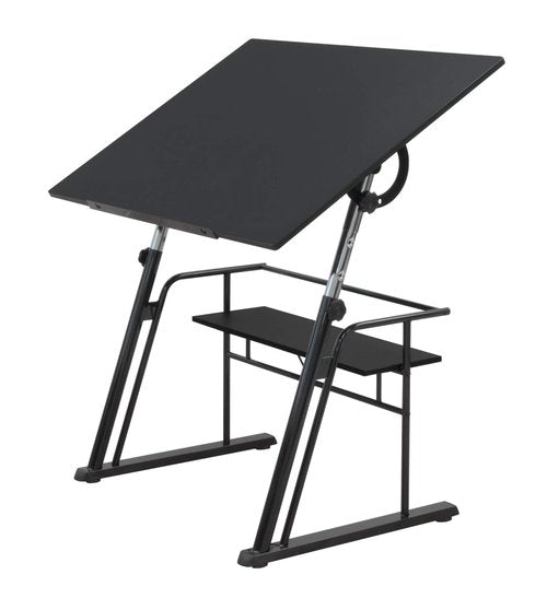 Studio Designs Zenith Height Adjustable Drafting Table with Shelf in Black