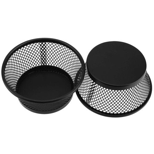 PINGEUI 20 Pack Paper Clip Holder, Metal Paperclip Holder Black Desk Paperclip Mesh Holder Binder Clip Dispenser, Round Paper Clip Holder Bulk Mesh Paper Clip Holder for Desk, Office Supplies