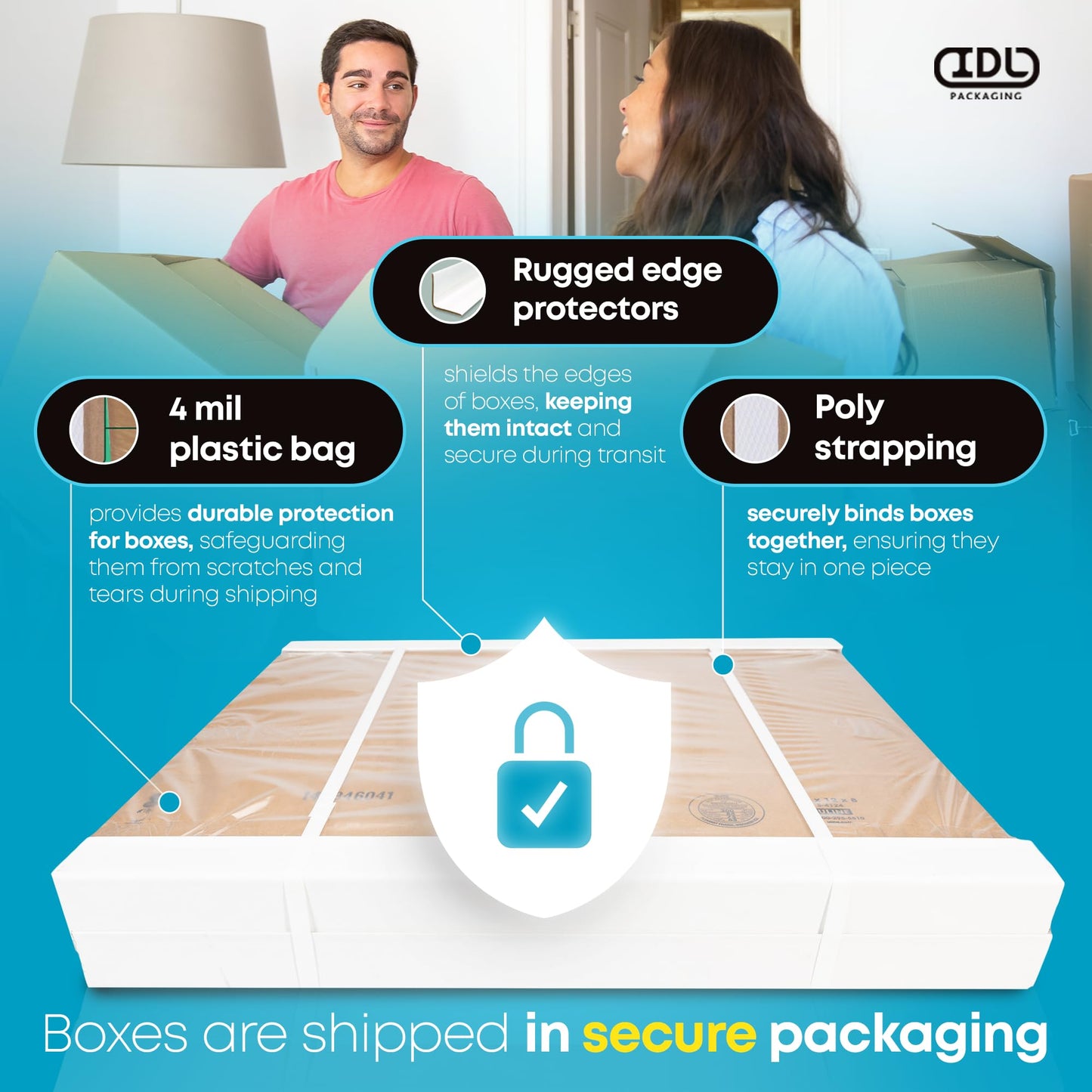 Medium Moving & Shipping Boxes 18 x 12 x 8 inches (5-Pack) - Extra Strength 200 lb vs Regular - USA-Made Corrugated Durable Cardboard Moving Boxes - Packaging & Moving Box Heavy Duty by IDL Packaging