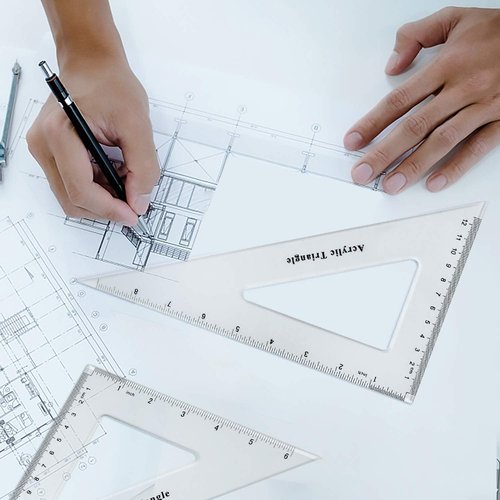 Coopay Triangle Ruler Set - Large 30/60 & 45/90 Degree Hollow Design for Precision Drawing