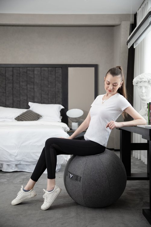 YOGIVO Sitting Ball Chair for Home Office Desk - Exercise and Stability Ball for Fitness, Pilates, and Ergonomic Balance - Includes Cover and Pump