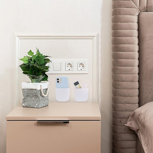 Tecbeauty 8 Pcs Remote Control Holder Self Adhesive Wall mounted Storage Box Phone Charging Pen Holder Organizer for Home Office School