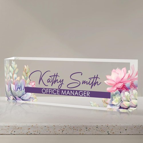 A-Blooming Personalized Desk Name Plate - Custom Acrylic Office Accessory | Unique Gifts for Coworkers & Teachers