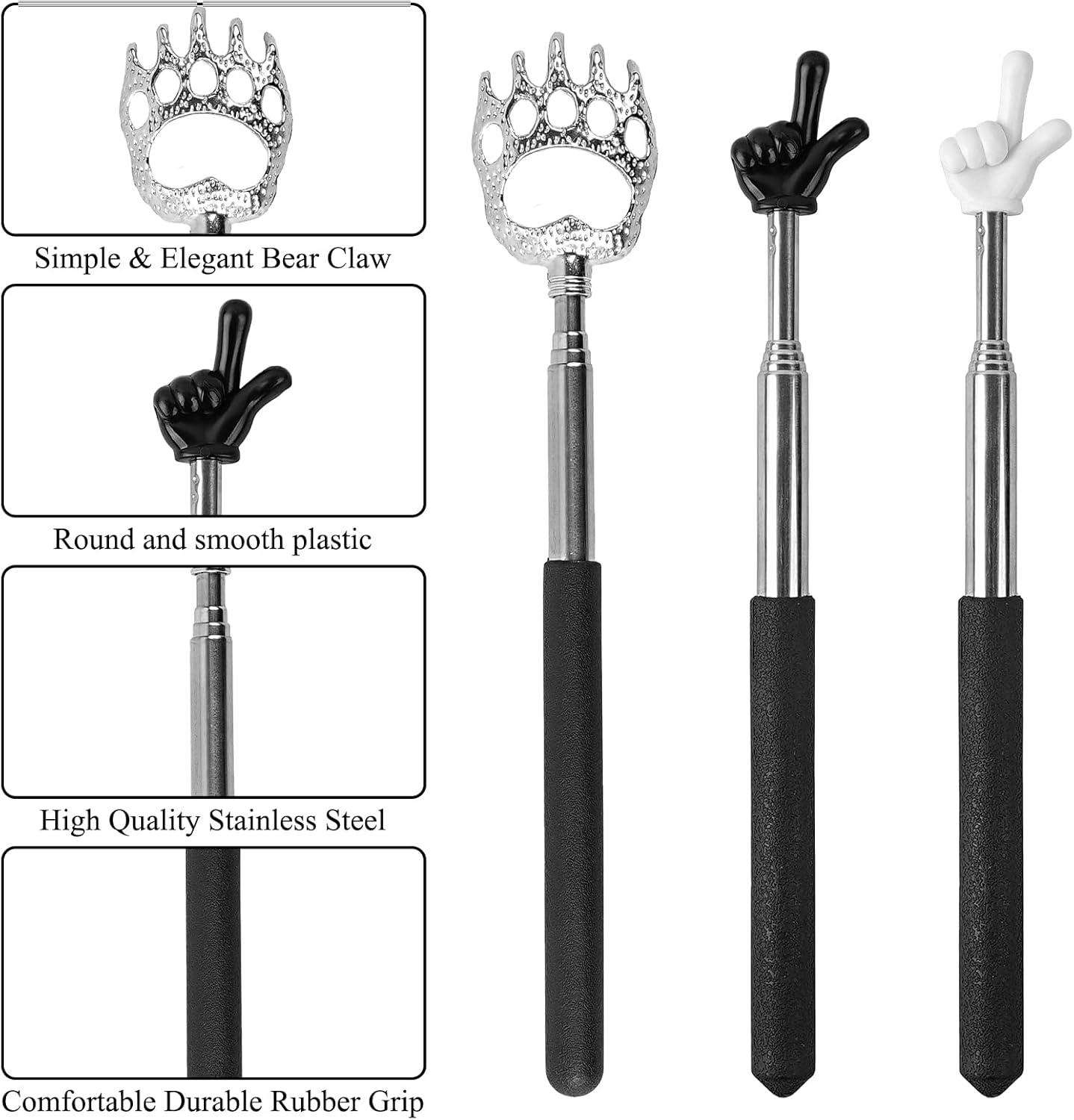 WOVTE Telescopic Pointer Finger Stick & Back Scratcher Kit - 3PCS Extendable Classroom Essentials