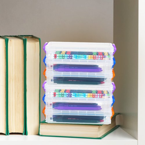 Sabary 36 Pcs Bulk Large Clear Pencil Crayon Box Classroom Kids Plastic Pen Case with Snap Tight Lid Back to School Gift for Children Marker Storage Organizer Art Supply Container Box for Painting