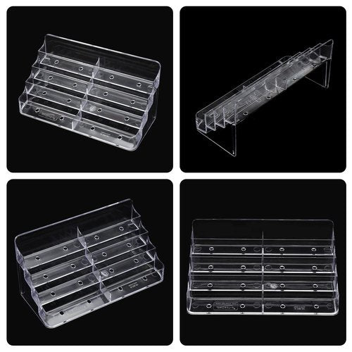 Jutom 4 Pcs 8 Pocket Acrylic Business Card Holder 7.68 x 3.43 x 3.82 Inch Multi Business Card Holder Display Clear Stand Card Organizer for Desk Literature Flyer Pamphlet