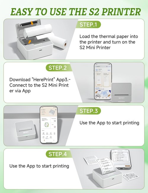 iDPRT Mini Sticker Printer Machine with 1 Roll Sticker Paper, Portable Thermal Printer for Study, Grey