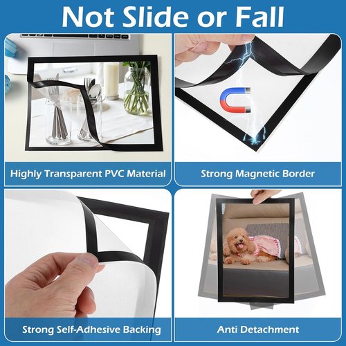 Magnetics 20-Pack Sign Holders - Self-Adhesive Magnetic Document Holders for Wall & Window Display | 8.5 x 11 Inches