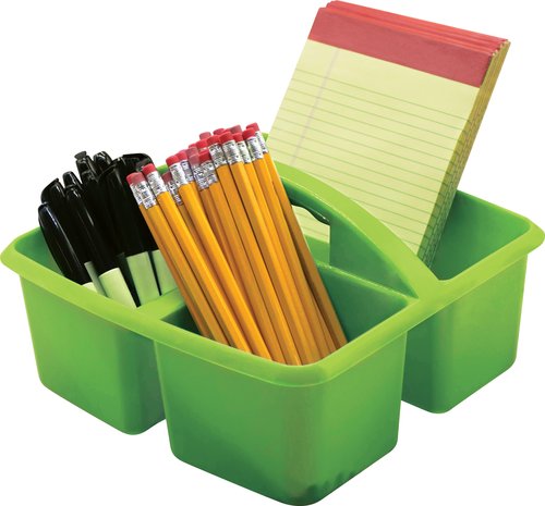 Teacher Created Resources Lime Portable Plastic Storage Caddy 6-Pack for Classrooms, Kids Room, and Office Organization, 3 Compartment