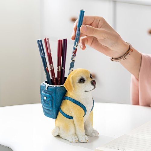 Cute Dog Pen Holder & Desk Organizer,Handmade Non-Toxic Resin Storage Compartment,Eco-Friendly Multifunctional Decor for Home Office/School,Gift for Dog Owners Pet Lovers (Labrador Retriever)
