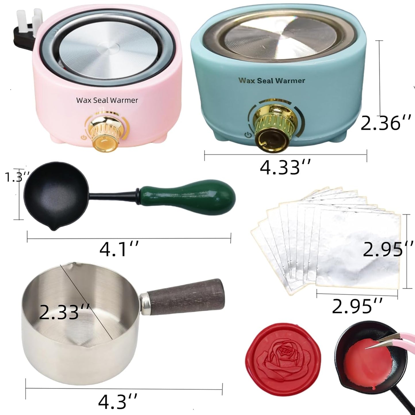 Skiennix Electric Wax Seal Warmer Kit - Includes 80ml Spoon & Non-Slip Spoon | Ideal for Melting Wax Seals (Blue)