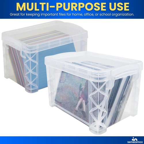 1InTheOffice Index Card Box 3x5 Index Card Holder 400 Capacity (2 Pack)