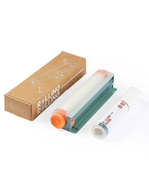 InspoRolle Refillable Paper Roll Dispenser for Kids – 11" x32ft Drawing Paper Roll for Doodling, Art, Crafts, Learning & Classrooms – Safe Cutter + Magnetic Lid (Orange)