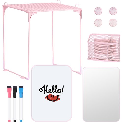HAUTOCO 11-Piece Locker Accessories Kit with Shelf, Magnetic Mirror, Magnetic Whiteboard, Pen Holder, Magnets, Markers, Back to School Essentials Pink Locker Decorations Organizer Supplies for Girls