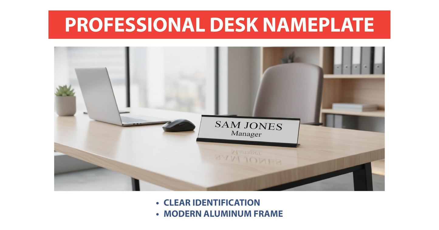 2" x 10" Aluminum Office Desk Nameplate Sign Holder (Rose Gold) 1 Pack