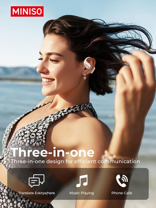 MINISO Translation Earbuds Real Time, Language Translator Earbuds with 135 Languages, LED Display, Bluetooth 6.0, Open-Ear translating Earbuds with APP, 60Hrs Playtime, Perfect for Business & Travel