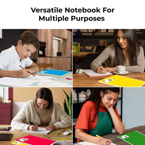 Rosmonde Spiral Notebooks, 24 Pack, 1 Subject Notebook, Wide Ruled, 70 Sheets, 8 x 10-1/2", 3 Hole Punched, School Supplies, Bulk Single Subject Spiral Notebook Bulk, Assorted Colors Pack of Notebooks
