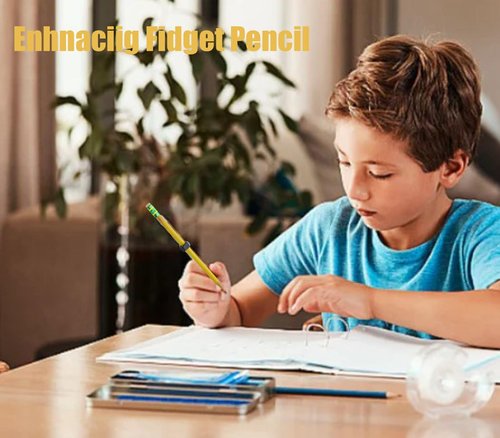ADHD Fidget Pencil, Threaded Pencil Sleeve with Nuts'n Bolts for Kids and Adults, Sensory-Friendly Spiral Fidget Pencil for Focus and Anxiety Relief, Twist and Write Pencils for Quiet Fidgeting(3pcs)