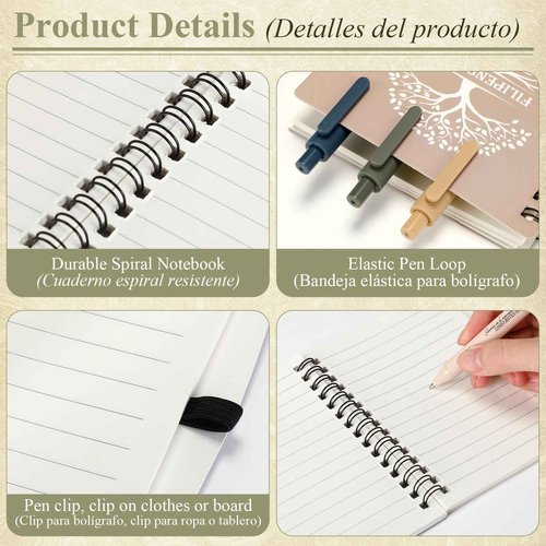 Kosiz 60 Pcs Spanish Christian Spiral Notebooks with Ballpoint Pens Tree Life Bible Verse A6 Journal Religious Inspirational Gift Grandparent Day Gift Set Church Pastor(Classic Style,Boho Color)