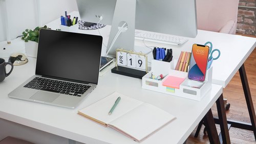 Victor W9525 Pure White Desk Organizer with Smart Phone Holder™
