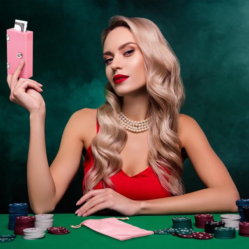 CroBlissful Acrylic Box for Gambler, Winners Bank Portable Safe Casino Money Pocket Sized Cash Box with 2 Keys and Storage Bag(Pink,1 Pack)
