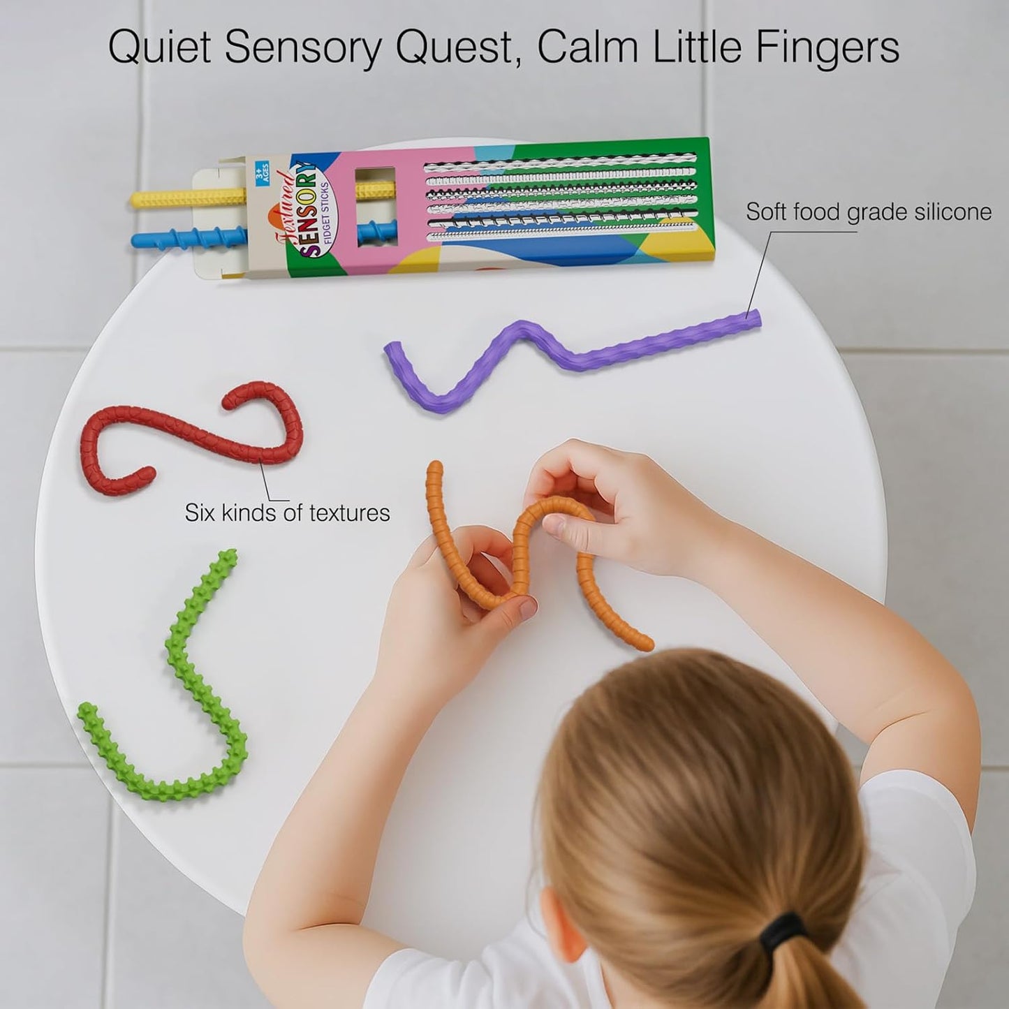 Skiennix Flexible Sensory Fidget Sticks - 6PCS Stress Relief Toys for Kids & Teens | Travel Essentials