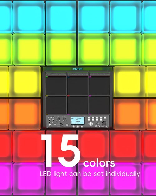 LEKATO Electric Drum Pad with 9 Velocity-Sensitive Percussion Sample Pad, 1,000+ Sounds, 32GB Internal Memory, Bluetooth, Drum Set Pad Multipad with MIDI, 24 FX, 4 Trigger Inputs
