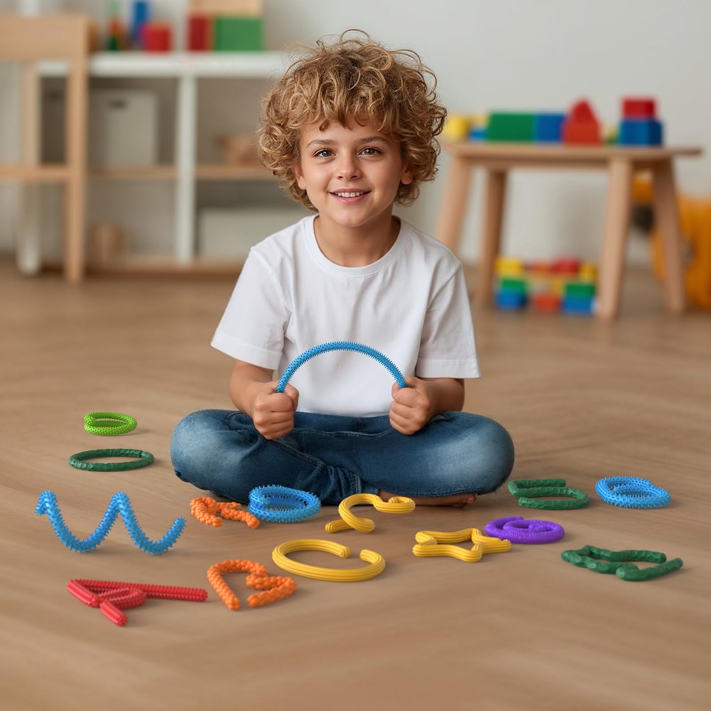 Little Ouchies Pain Fidget,8Pcs Textured Silicone Sensory Sticks Fidget Toys for Kids Adults, Flexible Fidget Sticks for Anxiety, ADHD & Autism to Help Focus, Christmas Stocking Stuffers for kids Boys