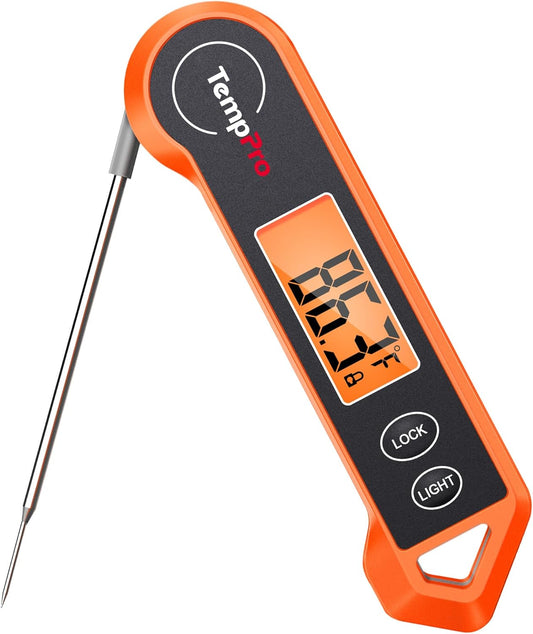 ThermoPro Digital Instant Read Meat Thermometer - Waterproof Kitchen Cooking Tool with Backlit Display for BBQ & Grilling